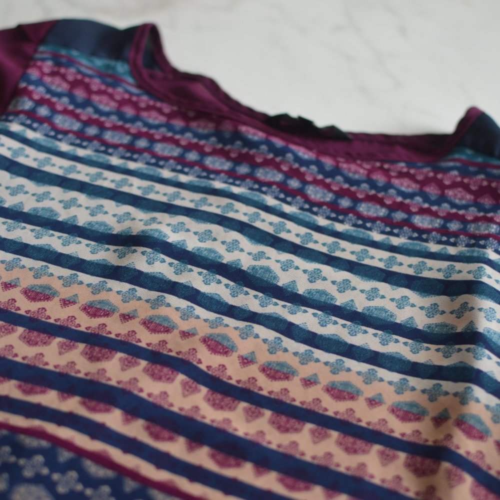 Printed Cap Sleeve Blouse